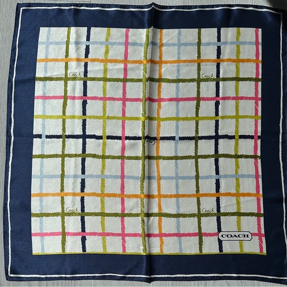 Coach Tattersall 100% Silk Multicolor Scarf - Picture 2 of 8